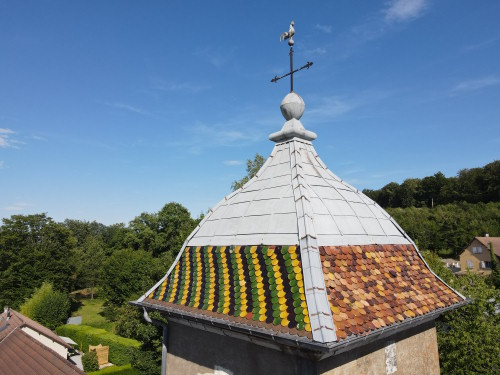 Le clocher de l'église de Tavey, photo E. Rey