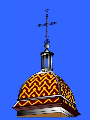 Dôme à l'impériale avec membron et lanterne