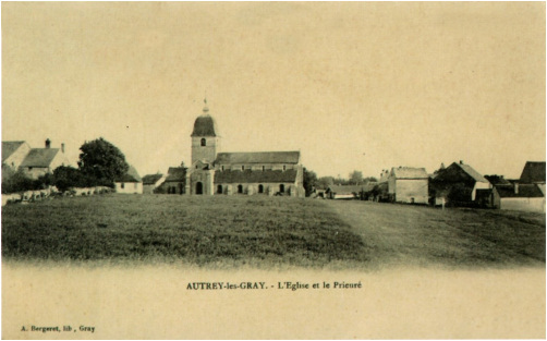 Eglise d'Autrey-lès-Gray en 1900, document J. Menneret