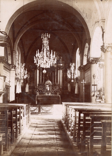 Intérieur de l'église de Bournois à la fin du XIXè siècle, collection O. Pernot