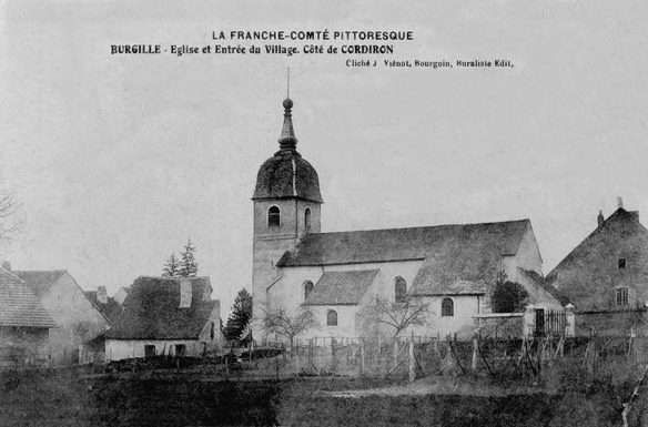 l'église de Burgille (25) vers 1900, Bourgoin éditeur