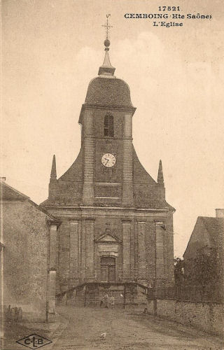 L'église de Cemboing au début du XXème siècle, photo CPArama