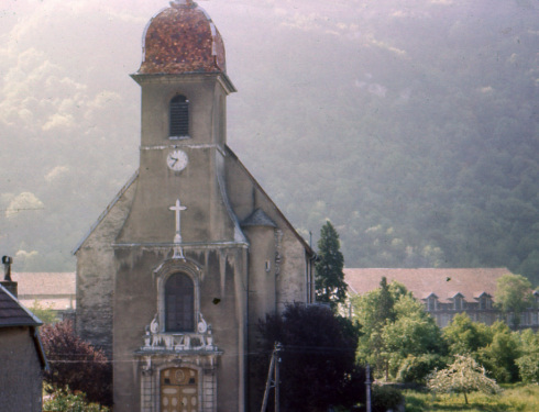L'église de Deluz vers 1970, collection O. Pernot