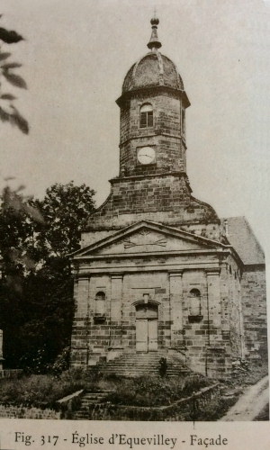 L'église d'Equevilley au milieu du XXème siècle, photo E. Rey