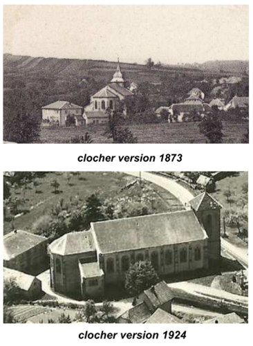 Evolution du clocher d'Etueffont, document Paroisse sainte Madeleine