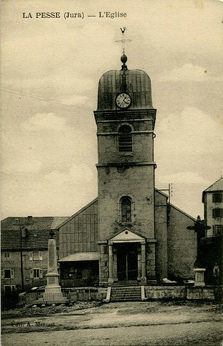 L'église de La Pesse vers 1900, document Cartorum