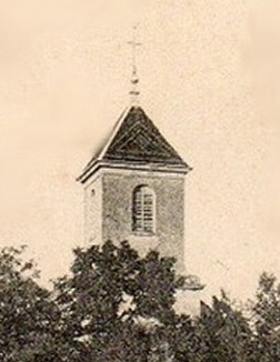 Clocher de l'église de La Chapelle Saint-Quillain vers 1900, document Racines comtoises