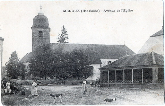 L'église de Menoux vers 1914, collection J-M. Coupriaux