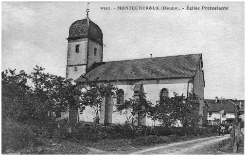 Le temple de Montécheroux vers 1900