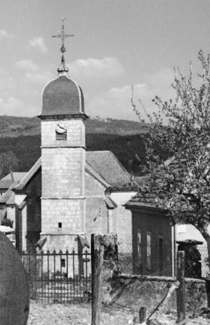 L'église d'Ouhans en 1960, photo B. Faille