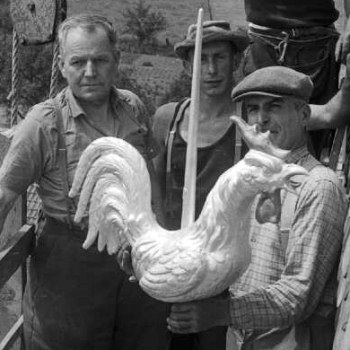 Saône, pose du coq en 1959, photo B. Faille