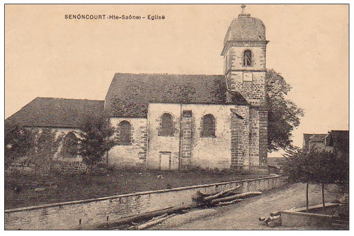 L'église de Senoncourt vers 1900, document Racines comtoises