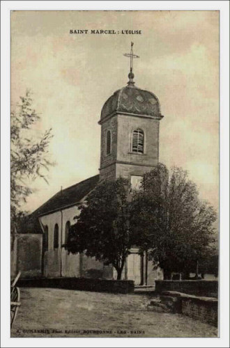L'église de Saint-Marcel vers 1900, document Racines Comtoises