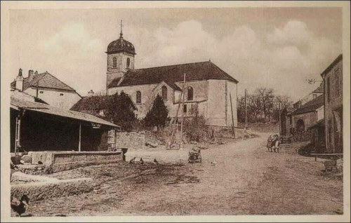 L'église de Saint-Marcel vers 1900, document Racines Comtoises