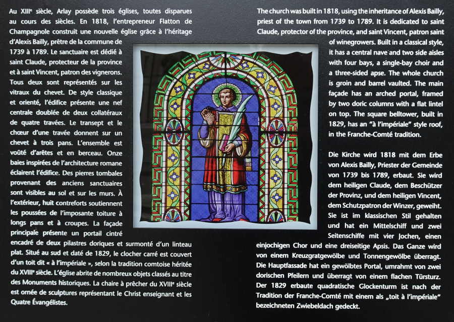 Panneau d'information sur l'église d'Arlay, photo O. Pernot
