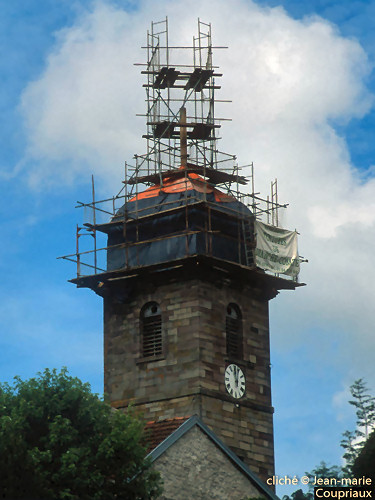 Restauration du clocher de Bassigney, photo J. M. Coupriaux