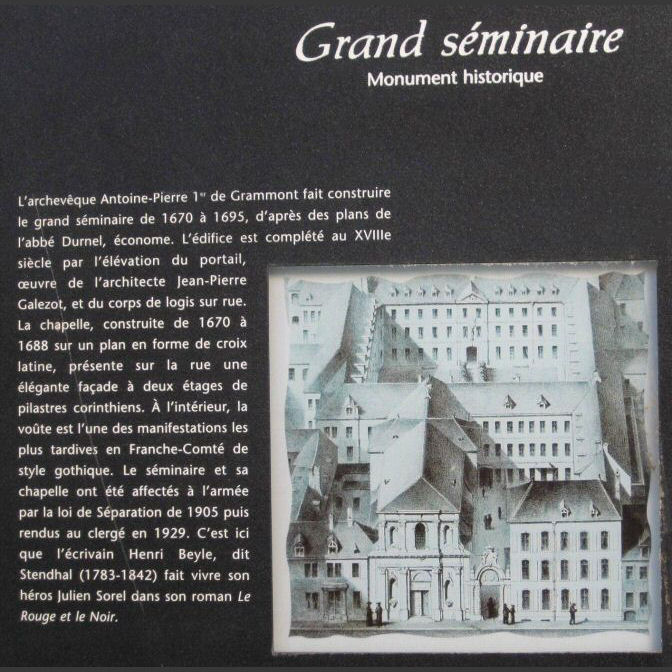 Panneau d'information in situ sur le Grand séminaire de Besançon, photo J. Masset