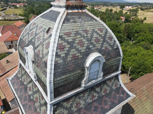 Le clocher de l'église de Bouclans, photo E. Rey