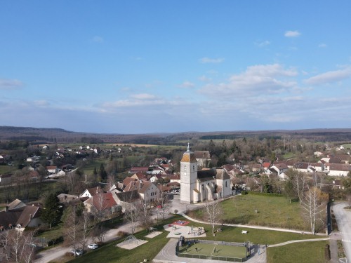 Motif de tuiles du clocher de l'église de Boult, photo E. Rey