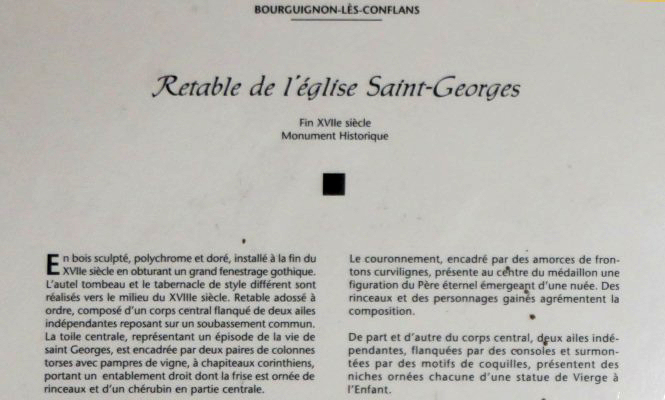 Information in situ  sur le retable de l'église de Bourguignon-lès-Conflans (70)
