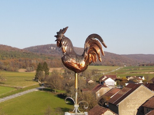 Le coq de l'église de Branne, photo E. Rey