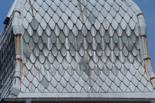 Couverture du clocher du temple de Brevilliers en 2016, photo J. Masset