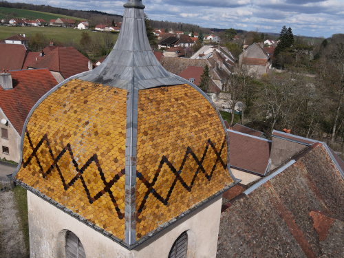 Le clocher de l'église de Buthiers de Buthiers, photo E. Rey