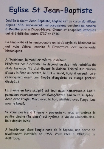 Information in situ sur l'église de Chapelle-des-Bois, photo O. Pernot