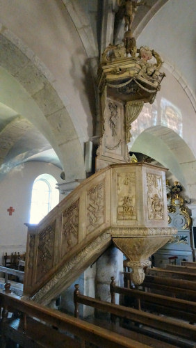La chaire de l'église de Chapelle-des-Bois, photo C. Briot
