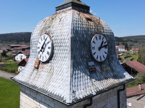 Le clocher de Charmoille, photo E. Rey