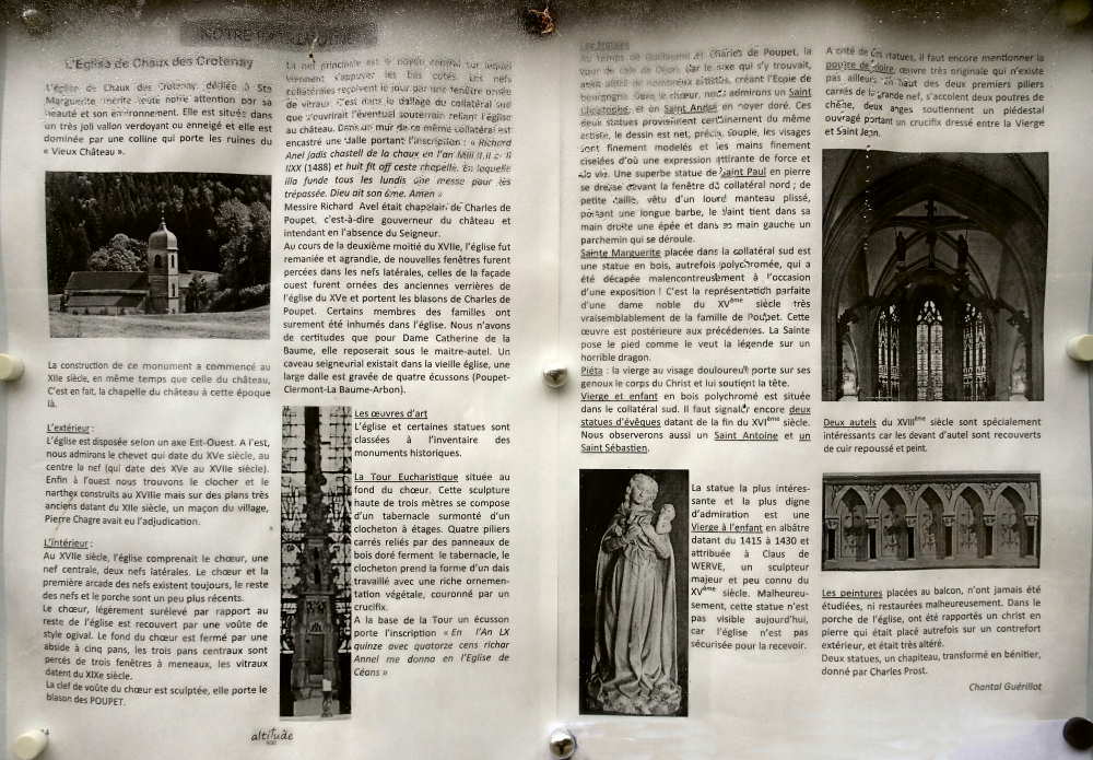 Informations sur l'église de Chaux-des-Crotenay, photo M. Morlin