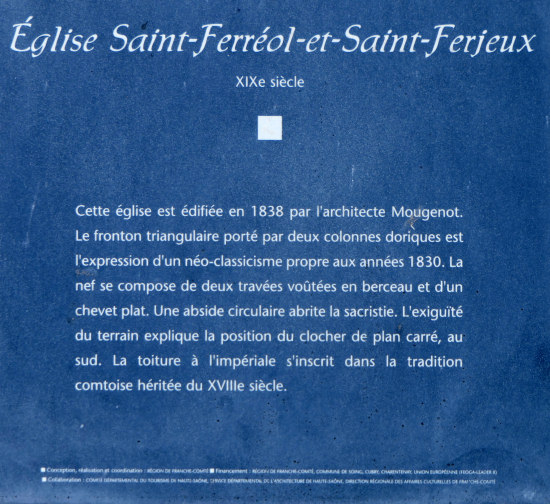 Panneau d'information de l'église de Cubry-lès-Soing, photo Y. Bessero