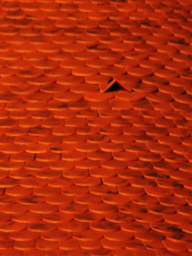 Tuiles de la chapelle de Houtaud, photo J. Masset