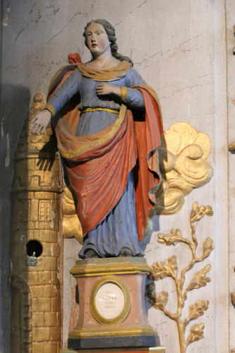 Statue de l'église de La-cluse-et-Mijoux, photo Y. Bessero