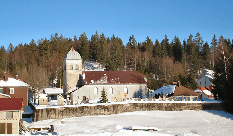 L'église de Lamoura en hiver, photo O. Pernot