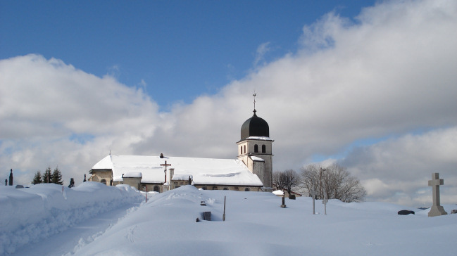 L'église des Rousses en hiver, photo O. Pernot