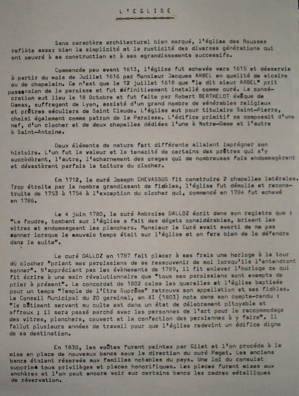 Histoire de l'église des Rousses