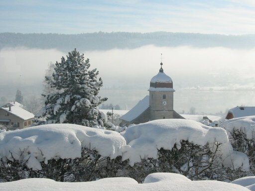 Les Grangettes sous la neige, photo F. Kelma