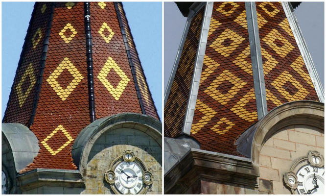 Le clocher de Moffans et Vacheresse avant et après 2015, photos J. Masset