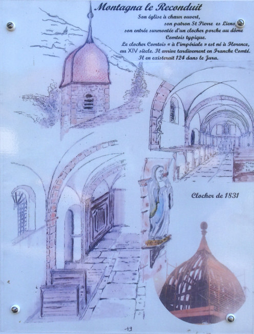 Panneau d'information sur l'église de Montagna-le-Reconduit, photo O. Pernot