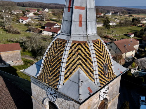 Clocher de l'église de Montboillon, photo E. Rey