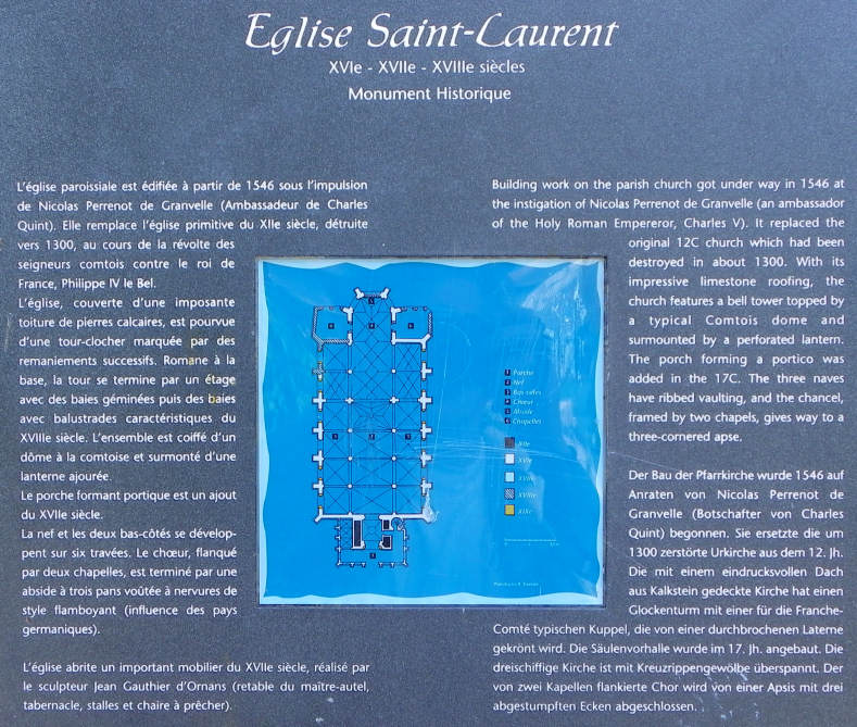 Information sur l'église d'Ornans, photo D. Bion