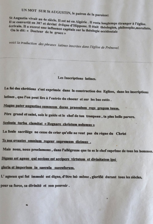 Information in situ sur l'église de Prénovel