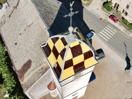 Le clocher de l'église de Rigney, photo E. Rey