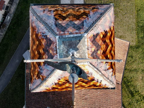 Le clocher de l'église de Rioz, photo E. Rey