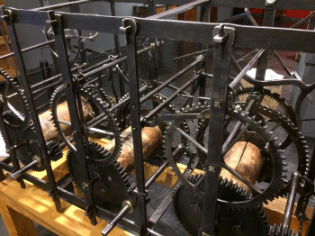 Ancien mécanisme de l'horloge du clocher de l'église de Septmoncel, photo O. Pernot