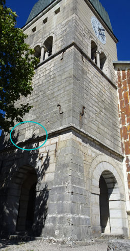 Clocher-porche de l'église de Septmoncel, photo O. Pernot