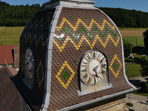 Le clocher de l'église de Soye, photo E. Rey