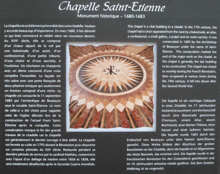 Informations sur la chapelle Saint Etienne à Besançon, photo J. Masset