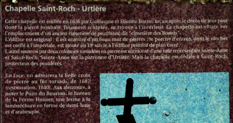 Panneau d'information sur la chapelle d'Urtière, photo J. Masset